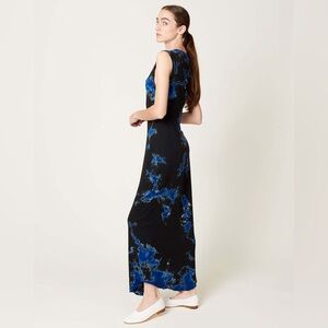 Raquel Allegra || Black Indigo Tie Dye‎ Column Dress Sleeveless Blue 2 / Medium